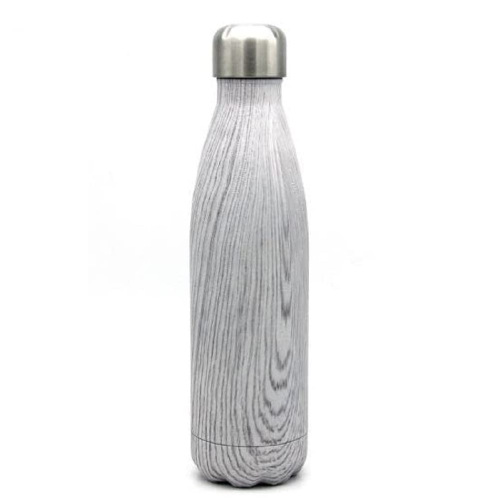 Boolavard Water Bottle Vacuum Insulated Stainless Steel Water Bottle BPA Free Metal Sports Bottle Double Wall Insulated Cold and Warm Drinks 17OZ / 500ML (White Grain) — image 1