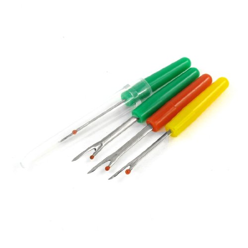 Plastic Handle Thread Unpicker Seam Ripper 4 Pcs Yellow Red Green