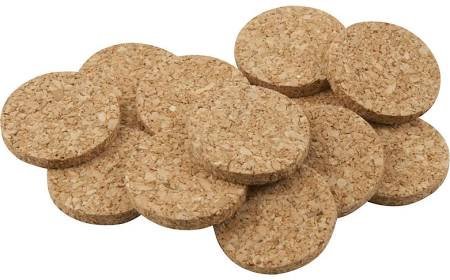 Rocky Mountain Goods Bumper Cork Pads with Adhesive Back - 24 - Ideal for cabinets, on table top items to prevent scratching, furniture or electronics - Does not retain heat - Quietest bumper