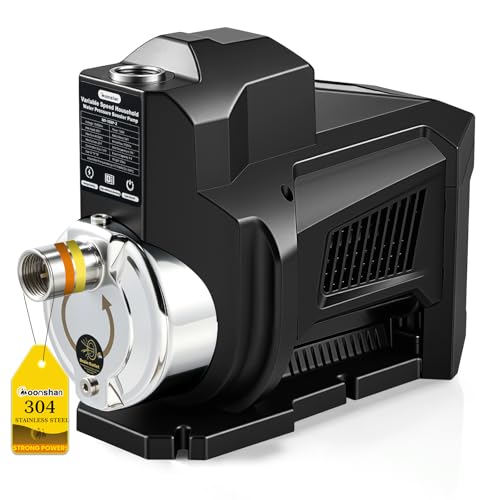 1HP Whole House Water Pressure Booster Pump 80PSI Automatic Variable Speed Booster