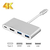 USB-C Hub to HDMI 4K, Type C to HDMI 2 USB3.0 PD Adapter, Portable Converter Adaptor for 2017 MacBook Pro/Samsung Galaxy S8/S8 Plus, Multi-Port Charging & Connecting Adapter(Plug and Play)