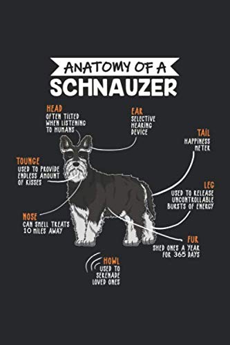 Anatomy Of A Schnauzer: 6" x 9" Dot Grid - Notebook - Memo Book - Paperback - Journal - Diary - A funny gift for a dog owner and puppy lover. Also a ... there love there pet and four legged friend.