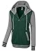 LE3NO Premium Womens Contrast Sleeve Fleece Varsity Baseball Hoodie Jacket