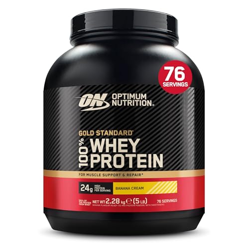 Optimum Nutrition Gold Standard 100% Whey, Proteinpulver, Geschmack Bananencreme, 2.28kg, 76 Portionen, Verpackung Kann Variieren