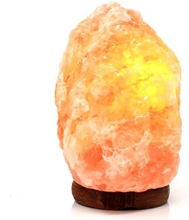 Natural Pink Himalayan Salt Lamp - Hand Carved with Elegant Wood Base - Dimmable and Air Purifying by Inspiria (5 to 7 Inch, 4 to 6 lbs)
