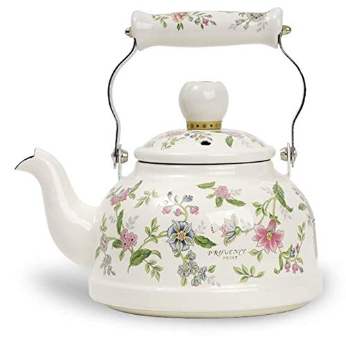 Ejiry Porvence Enamel on Steel Floral TeaKettle, Stovetop Teapot