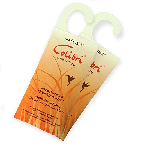 Pack Of 2 All Natural Moth Repellent Hanging Sachets With Cedar Wood
