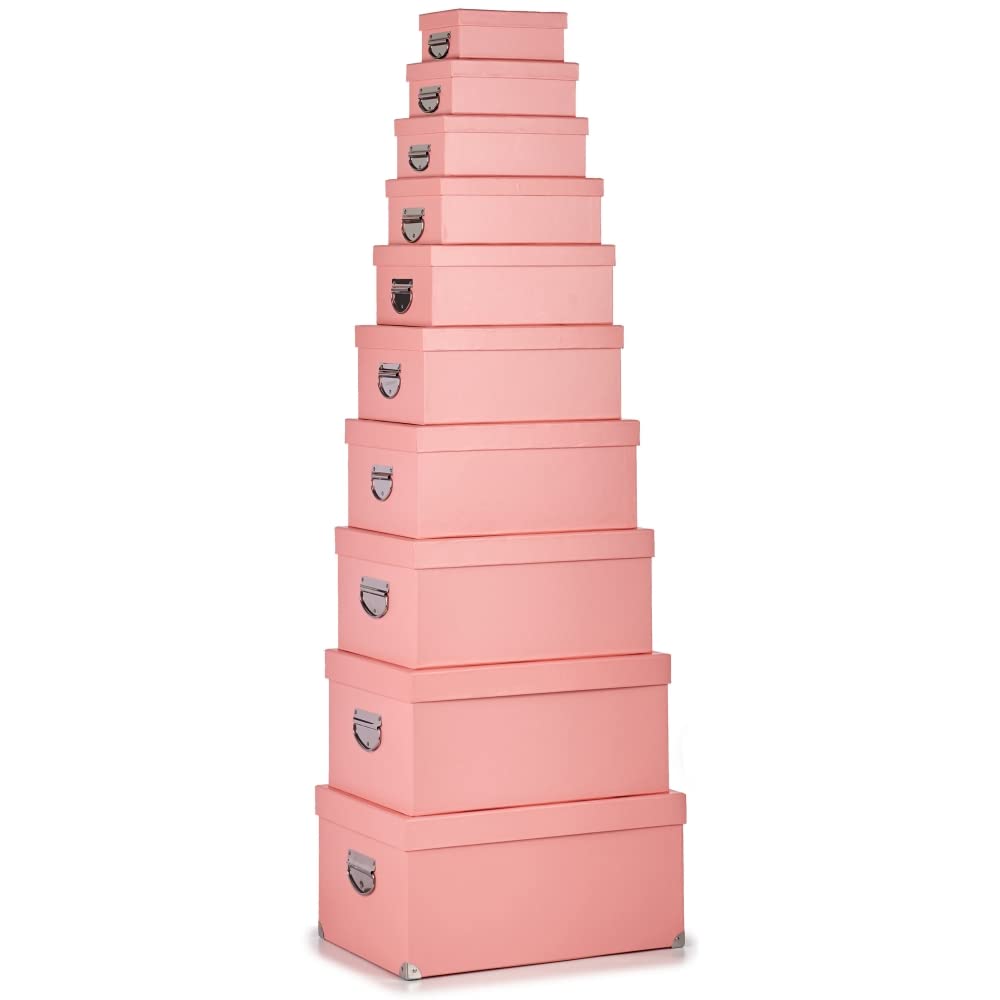 Multi-Purpose Metal Cardboard Box (33 x 23 x 47 cm) (10 Pieces), Pink