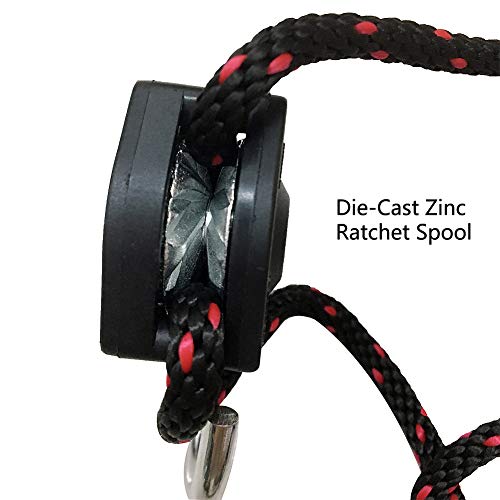 Rope Ratchet, Codinter 1/4" x 10ft Tie Down Straps Heavy Duty Adjustable Pulley Rope Clip Hanger for Kayak Canoe (2-Pack) - Thumbnail 4