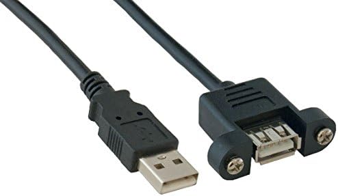 Cable Leader 1ft USB 2.0 Panel-Mount Type A Male to Type A Female Cable