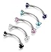FIBO STEEL 5Pcs Stainless Steel 16G 10MM Bar Length Curved Barbell Eyebrow Piercing Jewelry
