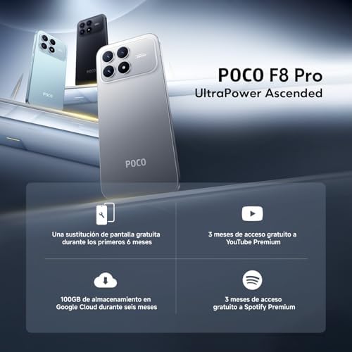 POCO F8 Pro Smartphone de 12+256GB Plata Titanio Hypercharge 100W