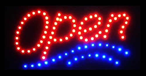 YBG Imports Ultra Bright LED OPEN Sign 2 COLORS Barber Shops Hair Salons Liquor Stores Bars Pub Cafe Coffee Shop Store Window Wall Flashing Animated Neon Sign Light On Off Switch Button Chain 19x10