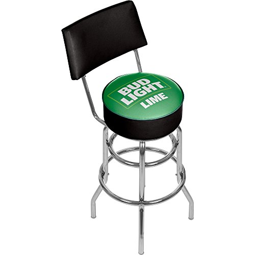Bud Light Lime Padded Swivel Bar Stool with Back