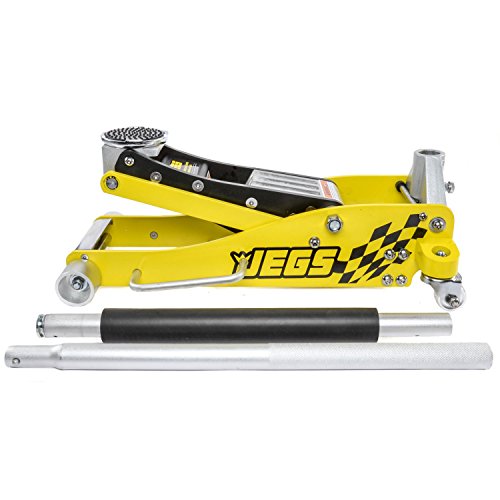 JEGS Professional Low-Profile 3-Ton Aluminum Floor Jack | 3 ½ Inch Minimum Saddle Height | Lightweight Construction | 360 Degree Rotating Saddle