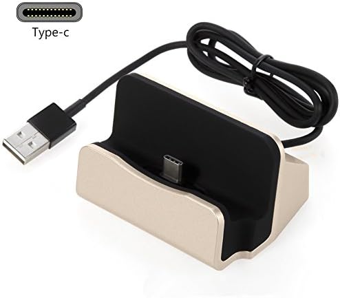 USB Type C Dock, USB C Charger and Sync Dock,Desktop Dock Cradle Stand for Samsung A3,A5,Huawei P9,Nexus 6P/5X,LG G5 and other USB C mobiles (Gold)