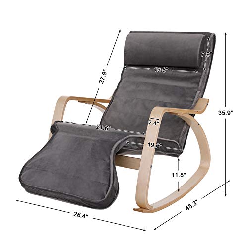 SONGMICS Relax Rocking Chair, Lounge Chair, Recliners Gliders with 5