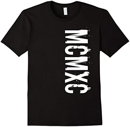 Men's 27th Birthday Shirt, Year 1990 in Roman Numerals MCMXC XL Black