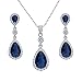 EleQueen 925 Sterling Silver Full Cubic Zirconia Teardrop Bridal Pendant Necklace Dangle Earrings Set