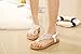 Meeshine Women's Summer Thong Flat Sandals T-Strap Bohemian Rhinestone Slip On Flip Flops Shoes (8 B(M) US, White)