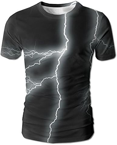 Lightning Men Casual Short Sleeve Workout T-Shirt Shirts
