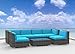 Urban Furnishing.net - OAHU 7pc Modern Outdoor Wicker Patio Furniture Modular Sofa Sectional Set, Fully Assembled - Sea Blue