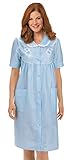 Women's Floral Gingham Print Pocket Lounge Robe with Snap Front Closure and Lace Trim