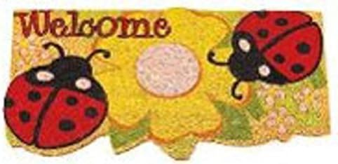 Dollhouse Miniature Welcome Mat, Ladybugs and Flower