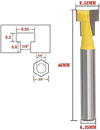 HangboughtEU 1/4" Shank T-Slot Cutter Router Bit for 3/8" Hex Bolt Heads Woodworking Router Bits Cutters