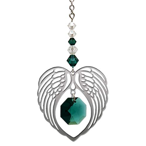 Wild Things Angel Wing Heart - Emerald May Birthstone Colour Suncatcher Keepsake - Embellished with Crystals from Swarovski®