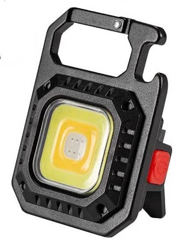 Portable COB Led Flashlight with Practical Carabiner, Bottle Opener, Cold Light, Warm Light and Emergency