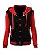 Stylish Color Contrast Long Sleeves Hoodie Varsity Jacket Black Red XL