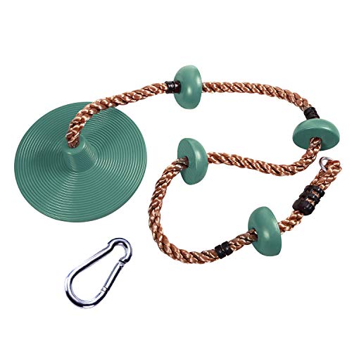 RedSwing Tree Climbing Rope with Platform and Disc Swing Seat, Children Tree Disc Swing Safety for Outside Inside, Green