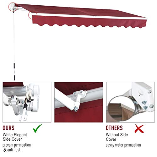 Outsunny 13'X8' Manual Retractable Patio Sun Shade Awning - Wine Red Outsunny 13'X8' Manual Retractable Patio Sun Shade Awning - Wine Red