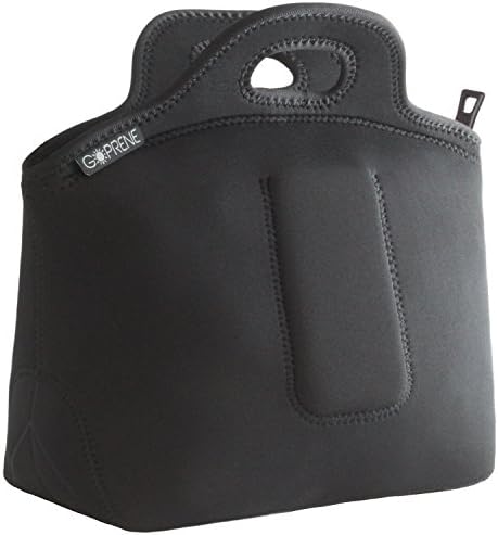 Neoprene Lunch Bag by GOPRENE | BLACK | X-LARGE | Insulated Reusable Gourmet Lunch Tote Bags For Women Men Kids With Zipper | Utensil Pocket | 14 x 13 x 6.5 inches