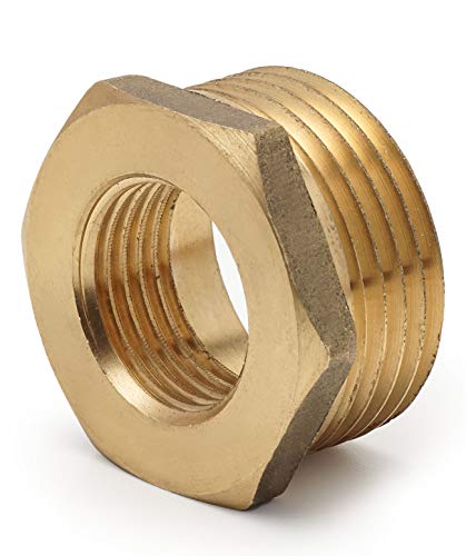 Hex Bushing 1" Male x 1/2" Female Brass for Repair; Threaded Pipe Fitting