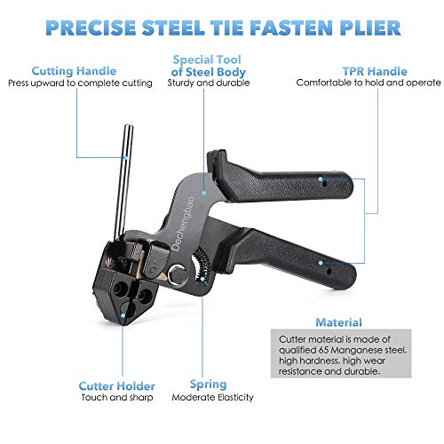 Metal tie wrap Gun, Dechengbao Stainless Steel Cable Tie Gun and Zip tie Tool,Cable Tie Tool for Stainless Steel Cable Ties,Metal Cable tie Gun
