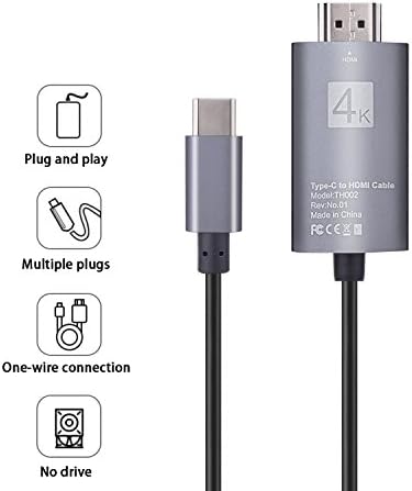 Shunkk® ISPIDER TH Plus 2M USB Type-C to HDMI HDTV Fast high Definition Cable (Black)