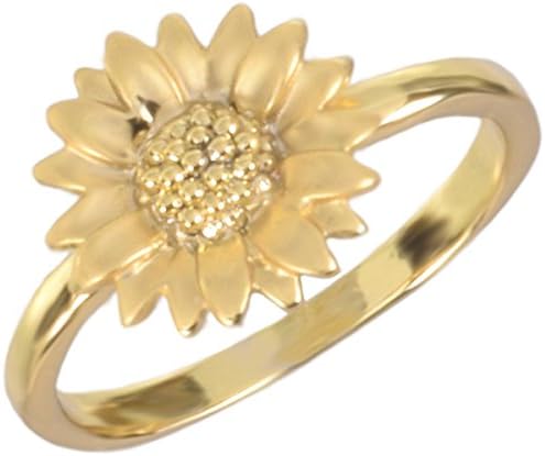 16k Gold Plated Sunflower Ring by Zoetik, Size 7