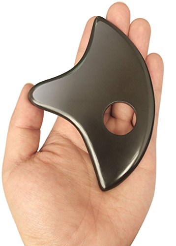 Bian Stone Gua Sha Scraping Massage Tool | Great Heavy Stone Guasha Board for ASTYM,Graston,Myofascial Release | Helps Reduce Muscle Soreness,Relax Joints,Trigger Point Treatment (With Massage Hole)