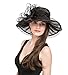 Saferin Women's Kentucky Derby Party Church Wedding Floral Organza Hat Black with Bowknot One Size