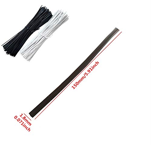 1000PCS 4.72/5.91/7.87inchs Plastic Twist Ties Cable Clips Gardening Plant Twist Tie Gift Bag Cable Ties Charging Cable Twist Tie for Food Candy Bags Clear Plastic Treat Bag Cake Pops (Black 5.91")