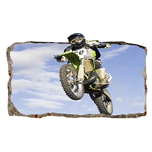 Mural Wall Art Startonight 3D Photo Decor Motocross Jump Amazing Dual View Surprise Large Wall Mural Wallpaper for Living or Bedroom Sport Collection Wall Art 47.24 x 86.61 inches