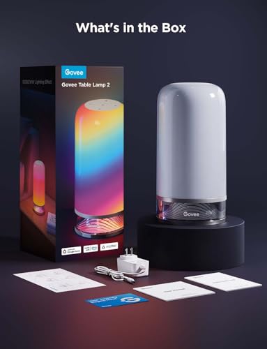 Govee Bedside Touch Table Lamp, Night Light Kids LED RGBICWW Works with Matter and Alexa,with Music Sync and 64 Scene Modes,Nightstand Light for Bedroom Decor(Corded Electric)
