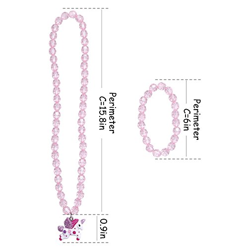 image for BB-GG  Glitter Unicorn Pendant Stretch Toddler Necklace and Bracelet 