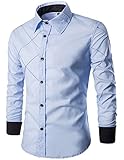 Mada Men's Slim Fit String Shirts Long Sleeve Dress Shirt