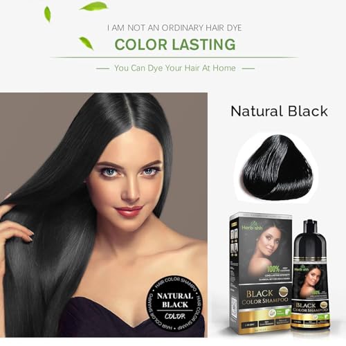 Herbishh Hair Color Shampoo For Gray Hair – Magic Hair Dye Shampoo – Colors Hair In Minutes–Long Lasting–500 Ml–3-In-1 Hair Color–Ammonia-Free | Herbishh (Black)