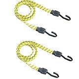 CARTMAN Ultra 48" Black/Yellow Flat Bungee Cord, 2pk x 48"