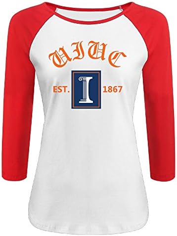 Women's University Of Illinois At Urbana Champaign UIUC Established 1867 3/4 Sleeve Raglan Baseball Tee