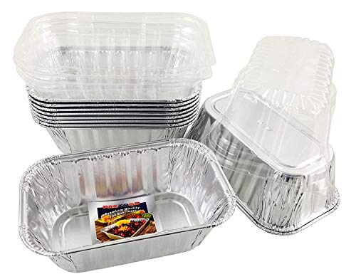 Pactogo Disposable 1 lb. Aluminum Foil Mini Loaf Pans with Clear Dome Lids (Pack of 20 Sets)